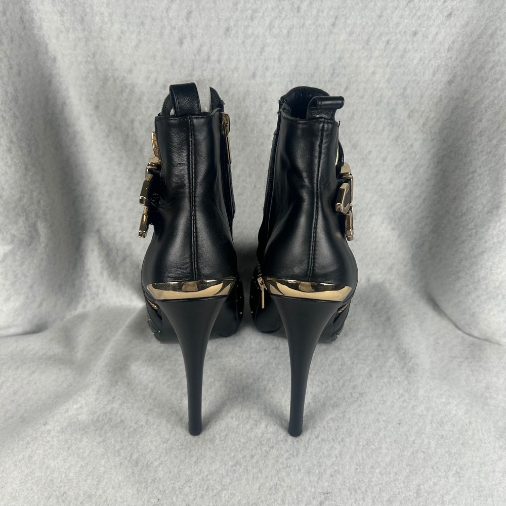 Katy Perry The Wrkit Bootie Womens 7.5 Black Quilted Leather Gold Buckle - Picture 3 of 8
